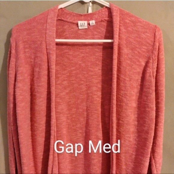 GAP Pink Rosette Rayon Blend Knit Open Front Cardigan Wms Sz Med - Picture 2 of 10